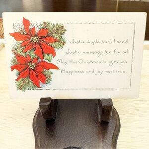 Postcard A Christmas Day Poem Pretty Poinsettias Whitney Made Antique 1922